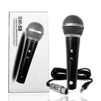 Microfone Com Fio Dinâmico Profissional Metal 5Mts Sm-58 Kit