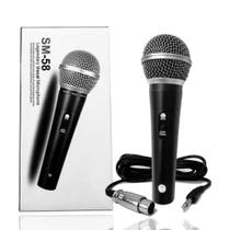 Microfone Com Fio Dinâmico Profissional Metal 5mts Sm-58 Kit - Monac