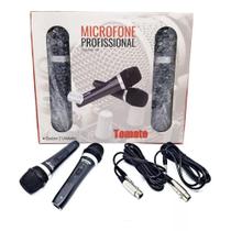 Microfone Com Fio Duplo Profissional Modelo Mt-1003 Tomate
