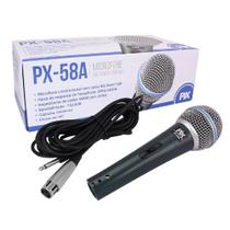 Microfone com Fio PIX PX-58A, Dinâmico, Unidirecional, Cabo 5m, Preto