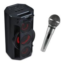 Microfone com Fio Prata Profissional MC200 P10 +Bluetooth Portátil Alto Falante Bomber Play 770 50W