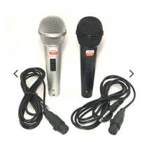 Microfone Com Fio Profissional Completo P/ Caixa Som Karaokê Duplo Profissional