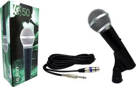 Microfone Com Fio Profissional Ls50 Com Cabo De 5 Metros Preto F018