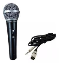 Microfone Com Fio Profissional Metal 5mts M-58 Cor Preto