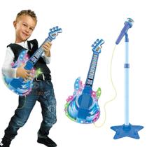 Microfone Com Guitarra Infantil Som E Luz Meninos Rock Show - DM Toys