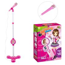 Microfone com Pedestal Karaokê Use no Celular Cantar Criança Menina