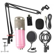 Microfone Condensador BM800 com Braço de Suporte e Filtro Antipop para Estúdio e PC
