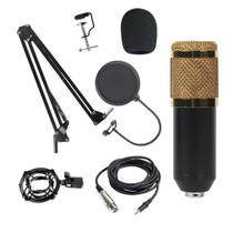 Microfone Condensador Bm800 Profissional Estúdio Dourado - 4Fitness
