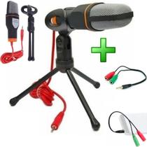 Microfone Condensador Com Tripé de Mesa Celular Note Pc Gravação + Cabo adaptador
