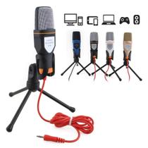 Microfone Condensador com Tripé Microfone ideal áudio, youtubers, lives no facebook, gamers, jogos