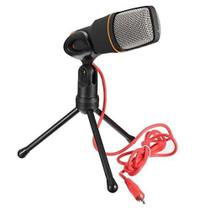 Microfone Condensador de Mesa Com Tripe Para Gravacao Cantar Profissional Portatil Notebook PC Preto (BSL-RADIO-2)