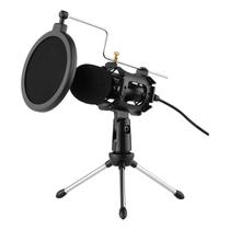 Microfone condensador F8 Cardioid com tripé, filtro e Windscr