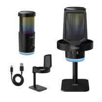 Microfone Condensador Gamer RGB Coibeu C/ Pop-Filter e Suporte Shock Mount