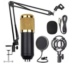 Microfone Condensador Lelong Le914 + Acessórios Home Studio Cor preto/dourado
