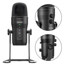 Microfone Condensador Pcyes Vocalizer Profissional Cabo Type-C Para USB 50Hz-18KHz Controladora De Mute E Volume 4 Padrões De Captação de Áudio