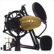 Microfone Condensador Profissional Braço Articulado Pop Filter P2 T10 Lelong LE-914