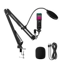 Microfone Condensador Profissional Para Estúdio Captação Limpa Com Fio Redução de Ruído Iluminação RGB Podcast Gameplay e Produção Musical Microfone Condensador Profissional Para Estúdio Captação Limpa Com Fio Redução de Ruído Iluminação RGB Podcast Gameplay e Produção Musical
