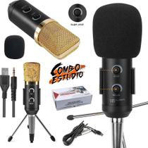 Microfone Condensador Profissional Para Gravação Em Estúdio Live Canto Podcast Entrevistas Cardióide Abafa Ruído Externo