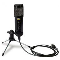 Microfone Condensador SKP com Suporte, USB, Plug and Play, Preto - PODCAST400U