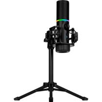 Microfone Condensador Streamplify Tripod, RGB, Tripé Ajustável, Preto - 75665