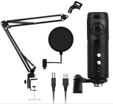 Microfone Condensador Usb,Braço Articulado,Filtro Pop Filter