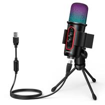 Microfone Condensador USB Camola com Saída para Fone RGB