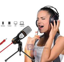 Microfone Condensador Youtuber Para Celular Notebook Tablet C/ Saida P2 e Tripe