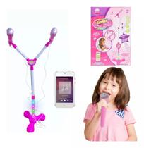 Microfone Criança Infantil Pedestal Rosa Conecta Com Celular Microfone Criança Infantil Pedestal Rosa Conecta Com Celular
