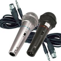 Microfone CSR-505 Duplo Com Fio 1 Preto E 1 Prata