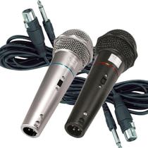 Microfone CSR-505 Duplo Com Fio 1 Preto E 1 Prata Microfone CSR-505 Duplo Com Fio 1 Preto E 1 Prata