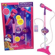 Microfone da Barbie Infantil com Pedestal e Acessórios Fun