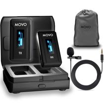 Microfone de câmera sem fio Movo WMX-2 com estojo de carregamento Microfone de câmera sem fio Movo WMX-2 com estojo de carregamento