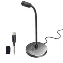 Microfone de computador USB CMTECK G009 cinza com cancelamento de ruído Microfone de computador USB CMTECK G009 cinza com cancelamento de ruído