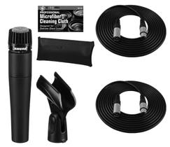 Microfone de instrumento dinâmico cardióide Shure SM57-LC + pacote extra de dois (2) cabos XLR