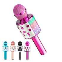 Microfone de karaokê Bluetooth para crianças com luzes LED