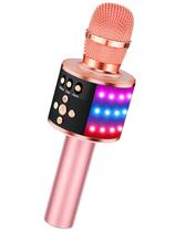 Microfone de karaokê BONAOK Bluetooth Wireless Q78 com LED rosa