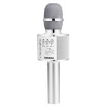 Microfone de karaokê BONAOK Q37 sem fio Bluetooth Prateado
