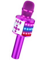 Microfone de karaokê BONAOK Q78 Bluetooth com luzes de discoteca roxo