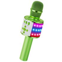 Microfone de karaokê BONAOK Q78 Bluetooth com luzes de discoteca verdes Microfone de karaokê BONAOK Q78 Bluetooth com luzes de discoteca verdes