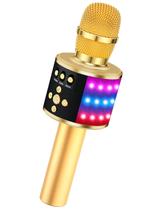 Microfone de Karaokê BONAOK Q78 Bluetooth Wireless com LED Dourado