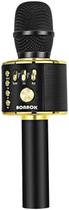 Microfone de karaokê BONAOK Wireless Bluetooth Q37 Preto Dourado Microfone de karaokê BONAOK Wireless Bluetooth Q37 Preto Dourado
