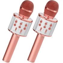 Microfone de karaokê GIFTMIC, pacote com 2 Bluetooth para crianças, ouro rosa