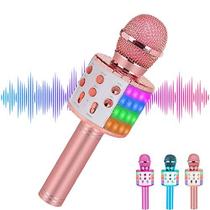 Microfone de karaokê infantil com luzes coloridas e conexão Bluetooth - Idade 4 a 10 anos