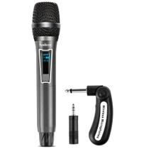 Microfone de karaokê sem fio AODICEN sem atraso com receptor preto Microfone de karaokê sem fio AODICEN sem atraso com receptor preto