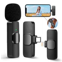 Microfone de Lapela Bluetooth USB-C Sem Fio Transmissão ao Vivo e Gravação - Qualidade Profissional