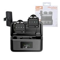 Microfone de Lapela Conector Duplo com Redução de Ruído e Case de Carregamento Eletromex EL-1852