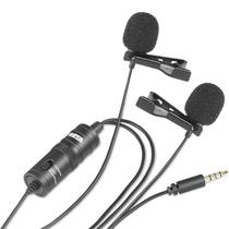 Microfone de Lapela Duplo Condensador Omnidirecional para Celular e Câmera Boya BYM1DM