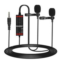 Microfone de Lapela Duplo Profissional Mamen KM-D1 Pro para Smartphones, Câmeras e Notebooks