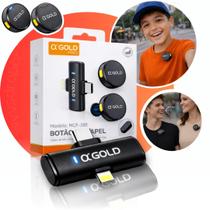 Microfone de lapela duplo redondo magnético AGold 2 em 1 iphone tipo c discreto entrevista podcast video