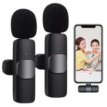 Microfone de Lapela Duplo Sem Fio Bluetooth USB-C Compatível com iPhone 15 Todos e Samsung